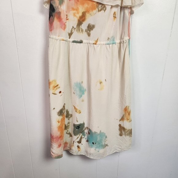 Aritzia Wilfred 100% Silk Emmanuelle Watercolor Mini Dress Cream Size Medium - Picture 4 of 7
